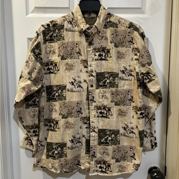 Woods & Water Outfitters Men's Dog Pheasant Long Sleeve Hunting Shirt Size L - Picture 2 of 7